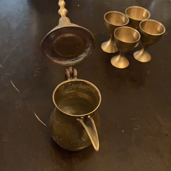 India Brass Mini Coffee Set - Picture 2 of 12